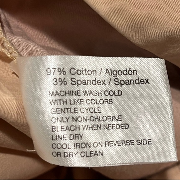 Oscar by Oscar De La Renta Flat Front Cotton Straight Leg Cream w Pink Hue Sz 14 - Picture 10 of 11